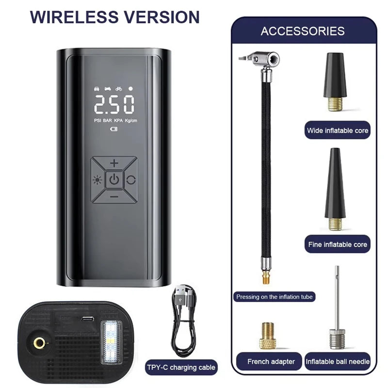 LEIBOO Portable Air Compressor for Car Tires Fast Air Pump Tire Inflator Accurate Pressure Air Pump for Motorcycle Bicycle Ball 