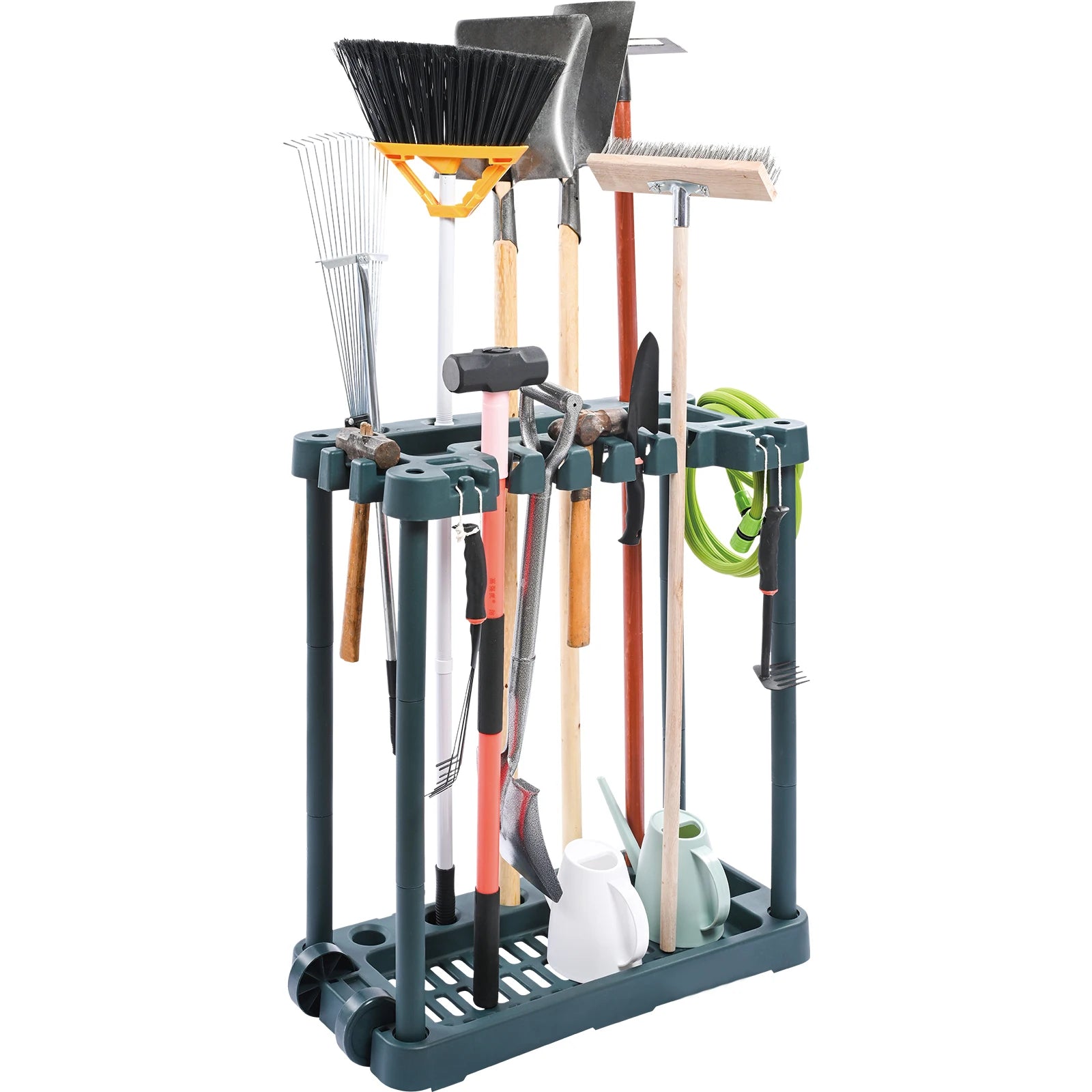 10-Slot Garden Tool Organizer Rack for Garage Storage Stand
