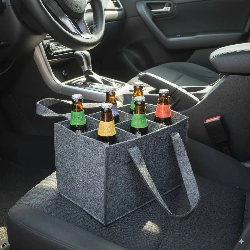 Felt Bottle Carrier with Six Compartments