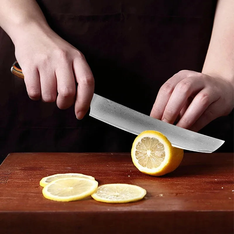Professional Kitchen Knives Chef Cleaver Meat Wood Handle Japanese Damascus Steel Knife Slicing Fruit Fish Butcher Boning Knife 