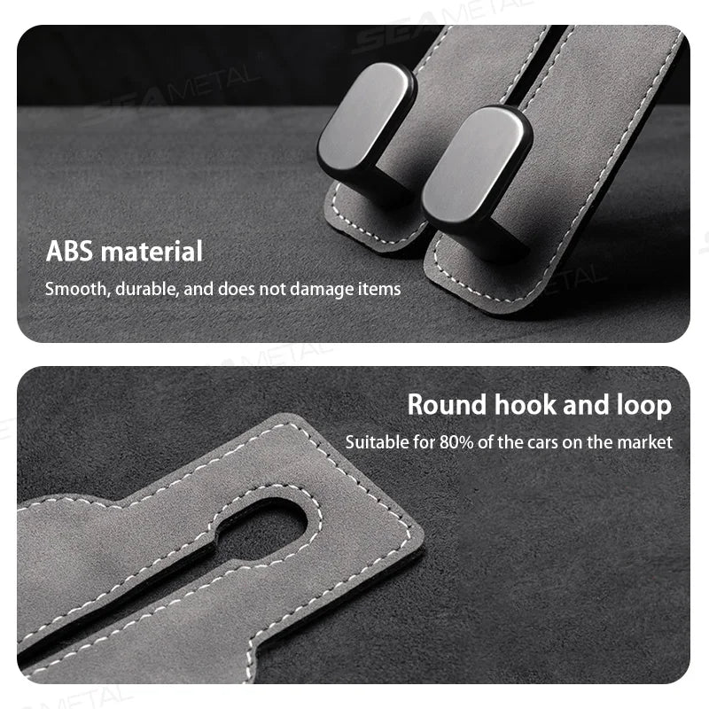 SEAMETAL Car Seat Back Hook Luxury Suede Headrest Hanging Hook 20KG Load-Bearing Universal Backseat Storage Hook for Purse Bag