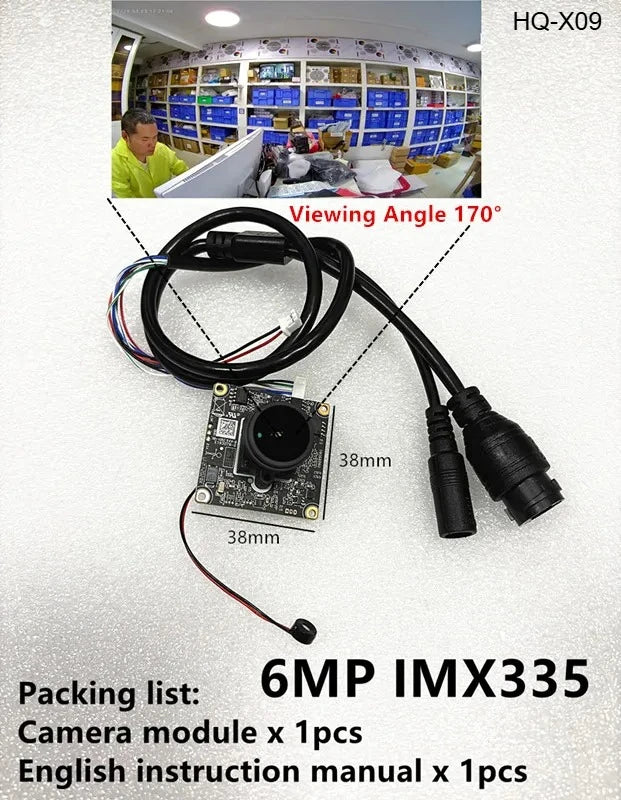 Módulo de cámara IP mini 4K en placa 38x38 mm