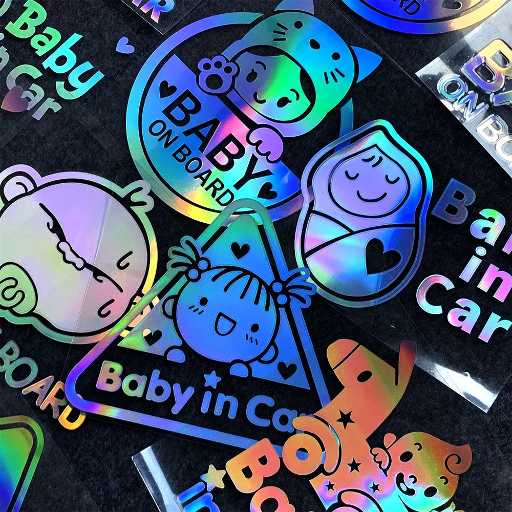 Baby in Car Reflective or Rainbow Decal – Design Options