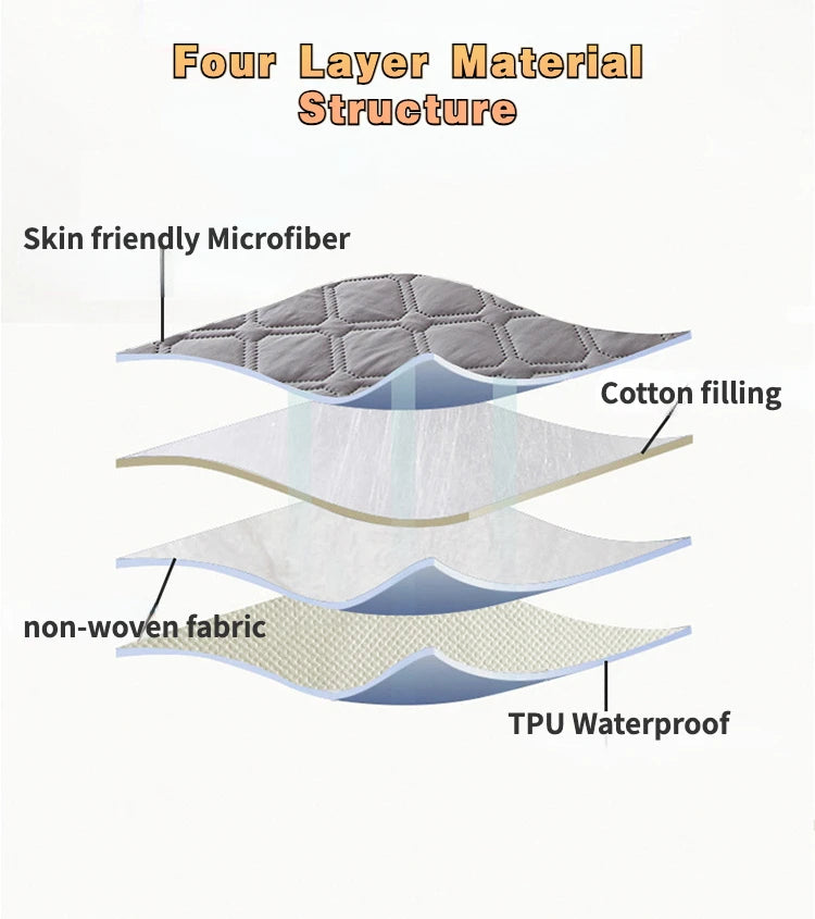 Waterproof Throw Mattress Cover Bed Fitted Sheet Mattress Protector Single/Double/140/160 Muti Size  Gray/White 