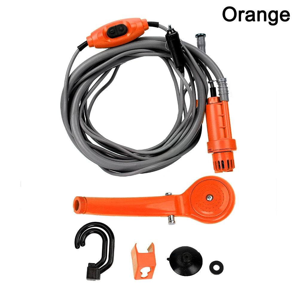 12V RV Caravan Shower With Pipe Pump Cigar Lighter Power Adapter Car Washer Outdoor Camping Travel Washing Nozzles Universal