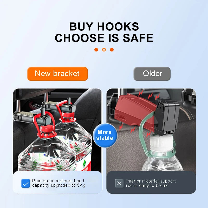 SEAMETAL Multifunctional Car Hook Seat Back Headrest Rod Hanging Hook Large-Bearing Stable Car Backseat Hanger for Passenger
