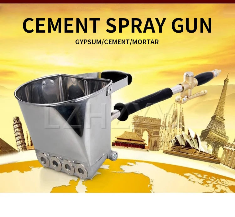 4‑Jet Cement Mortar Sprayer Gun with 4L Hopper for Walls & Ceilings