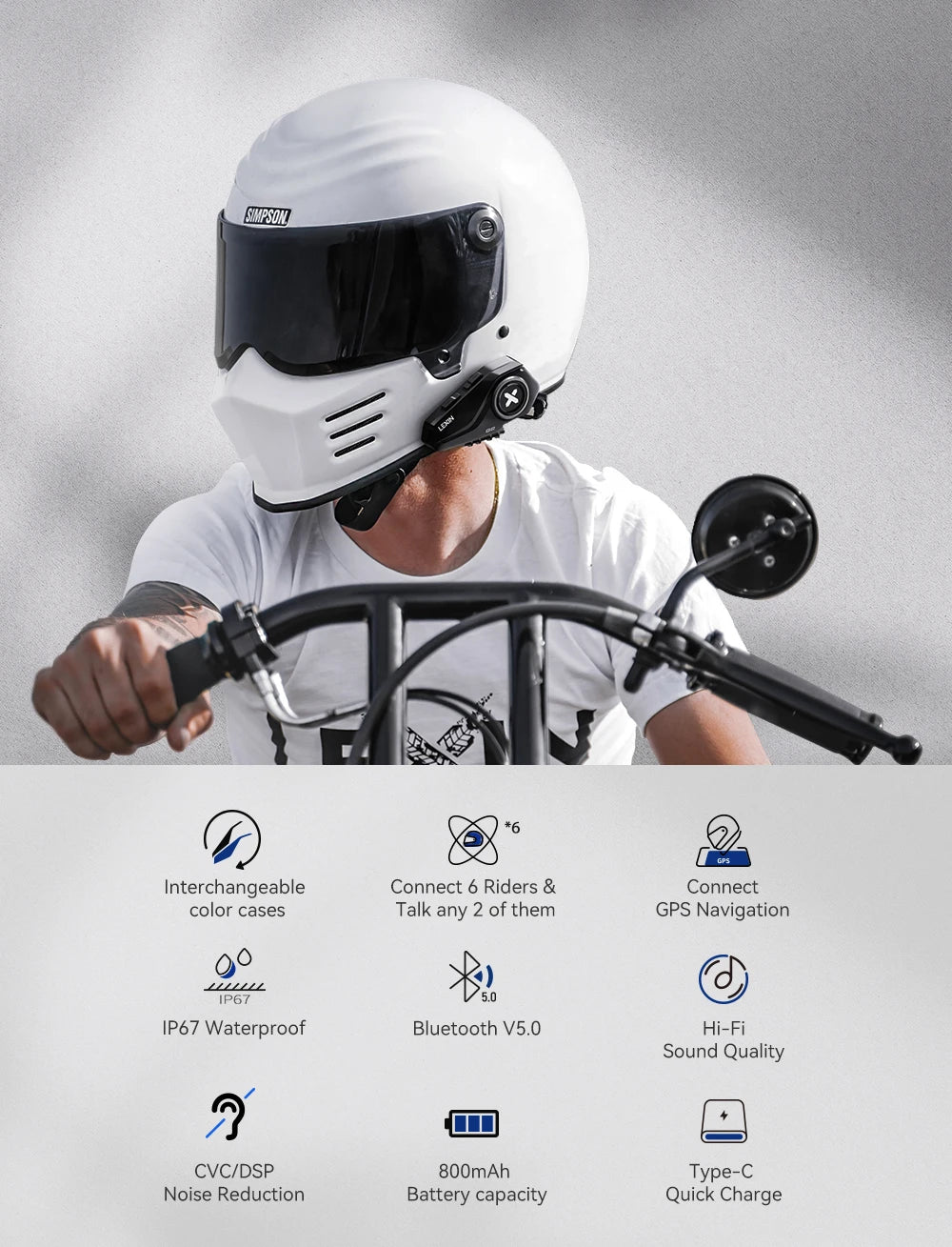 2023 New Lexin G2P Intercom For Motorcycle Helmet Bluetooth Headsets,Handsfree Communicator Up to 6 Riders Interphone with FM Spy-shop.com