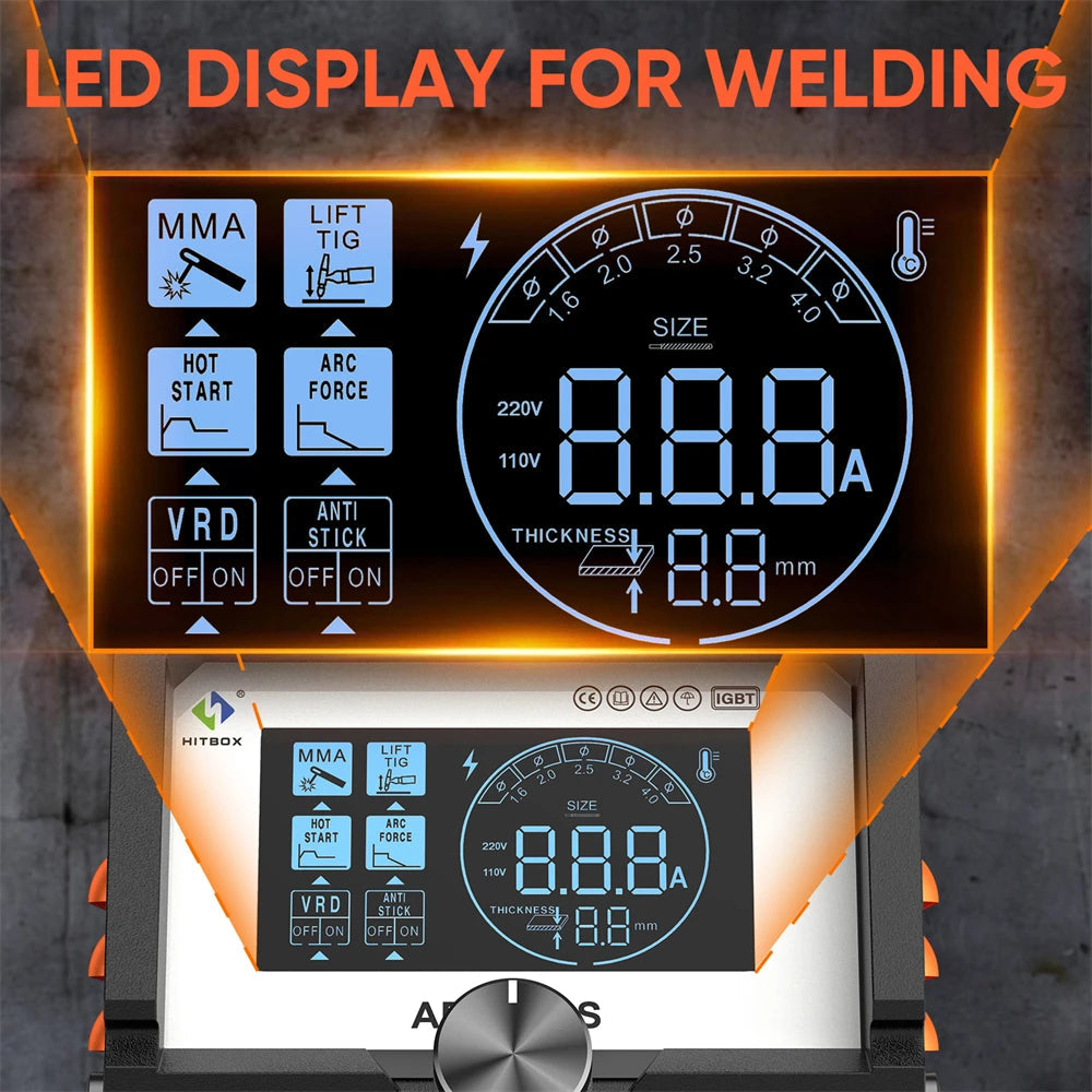 HITBOX ARC200S Welding Machine 2 in 1 ARC MMA LIFT TIG MINI IGBT Inverter LED Digital Display Portable Home Welder 220V 10-200A 