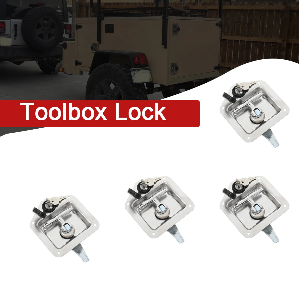 4Pcs 304 Stainless Steel Toolbox Locks with 8 Keys, T-Handle Case Lock 170x120x65mm for Storage Box and Tool Chest – Dustproof Rubber Seal Included