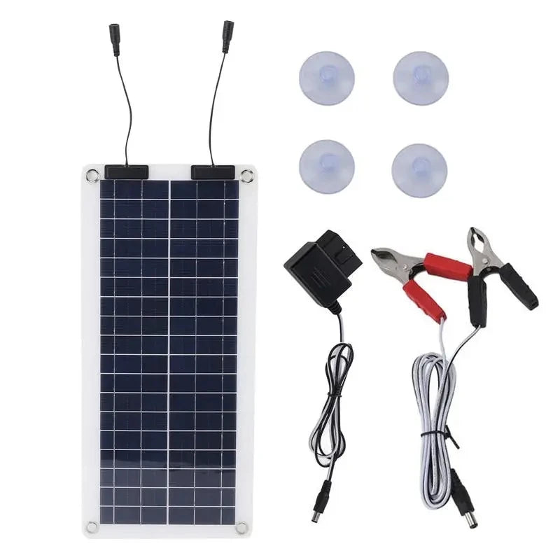 Solar Panel Charger 100W Waterproof Trickle Charger Solar Battery Maintainer Dual Output For 12V-24V Car RV Boat Motorcycle