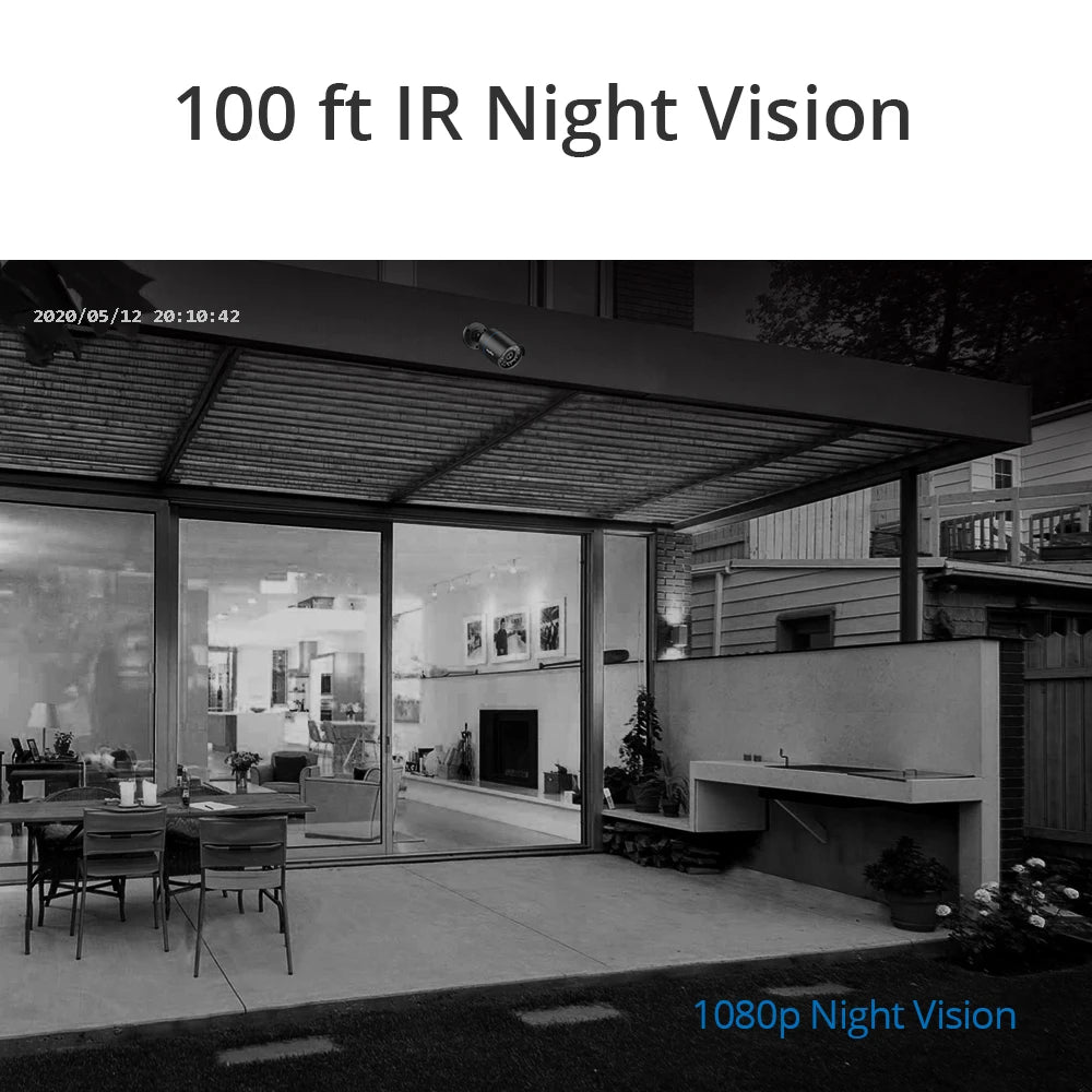 1080P Outdoor Bullet Security Camera with 100ft Night Vision