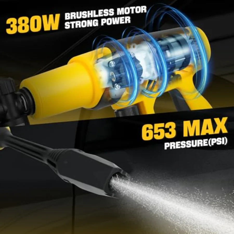 Cordless Pressure Washer 380W, 653PSI with Rotating Nozzle