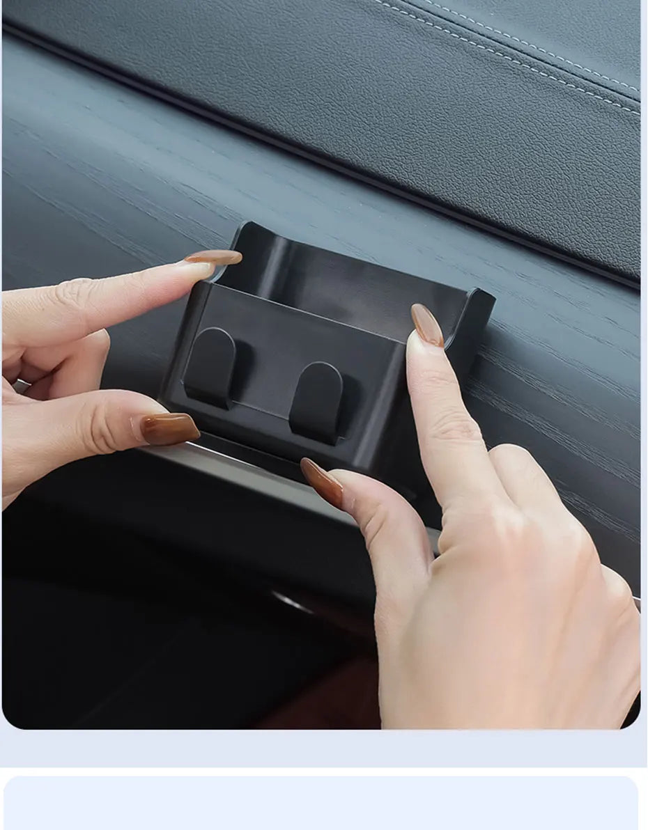SEAMETAL Adhesive Universal Car Storage Box Multifunctional Dual-Hook Design Reserved Charging Port Car Accessories Interior