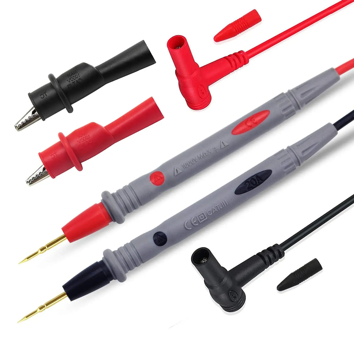 Multimeter Test Leads with Threaded Tips and Alligator Clips
