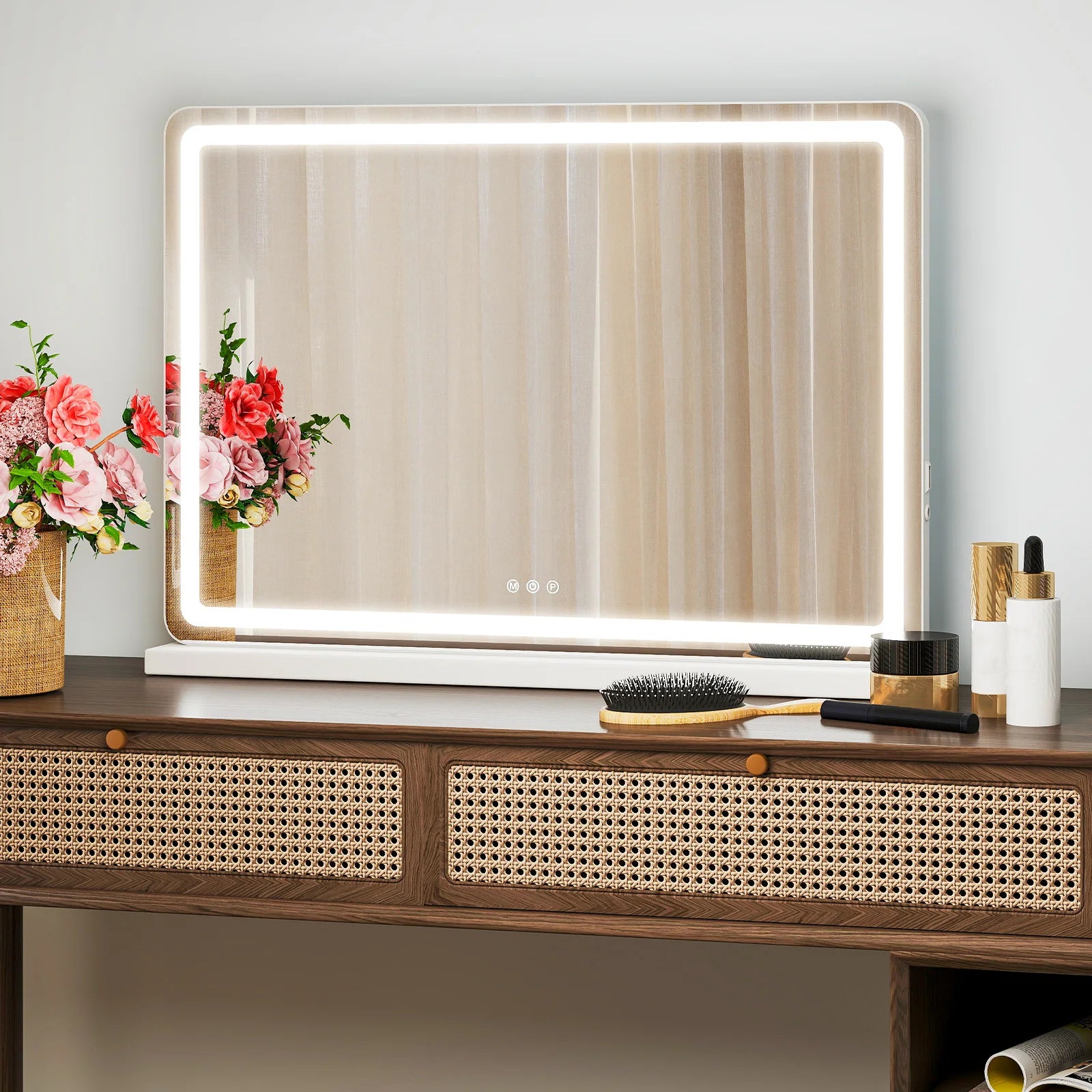 Miroir de maquillage LED avec 3 modes d'éclairage et luminosité réglable
