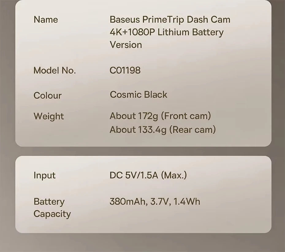 Cameră auto 4K față și 1080P spate cu WiFi6, GPS și vedere nocturnă