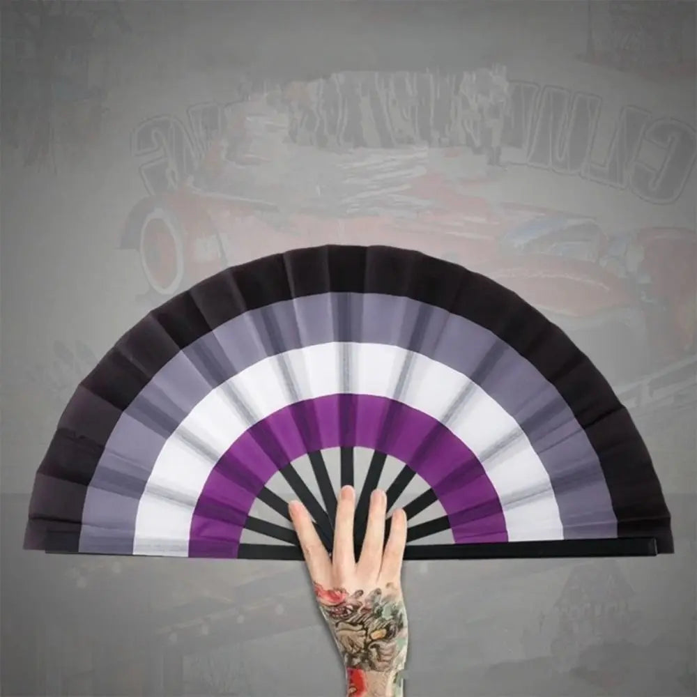 Leque de kung fu dobrável de plástico colorido, 33 cm