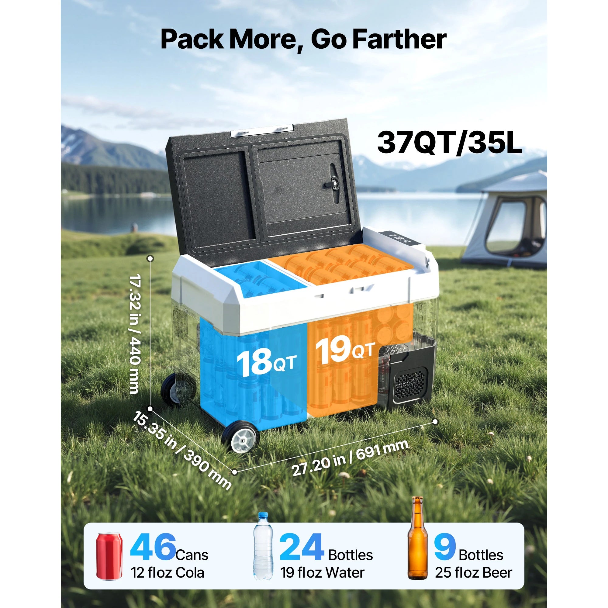 Portable Car Refrigerator Freezer 35L/45L/55L with App Control