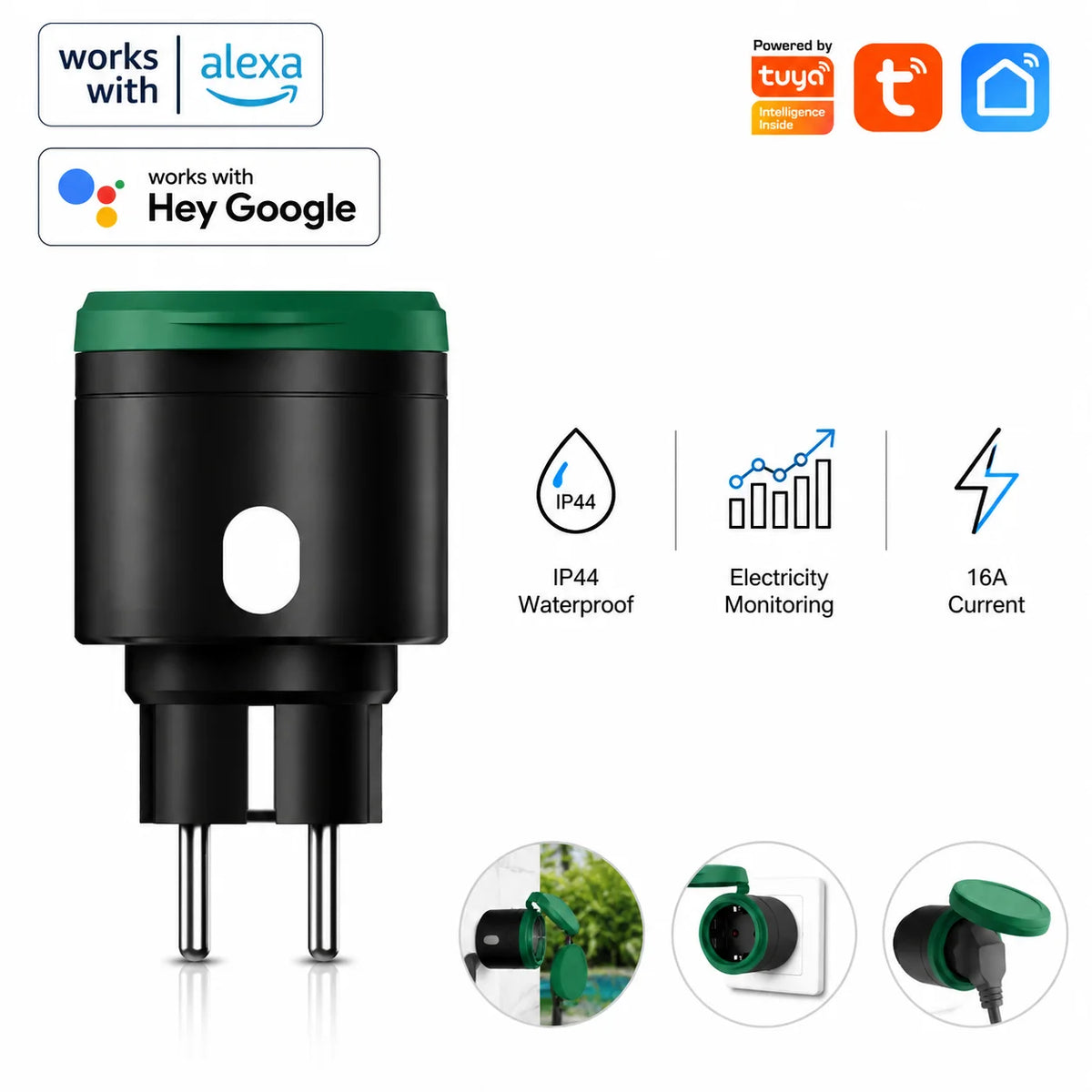  Tomada inteligente Tuya WiFi EU com monitorização de energia