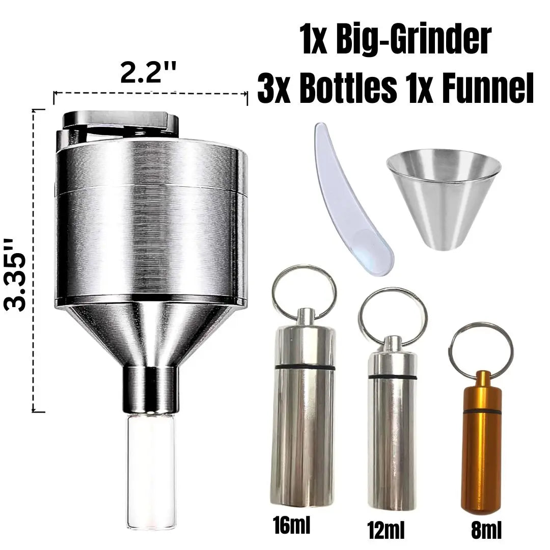 Manual Spice Grinder Set with Funnel and Vials