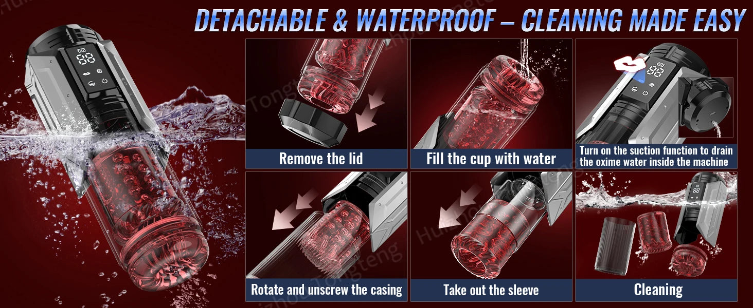 İtme ve Emme Modlarına Sahip Otomatik Erkek Mastürbatör Penis Pompası