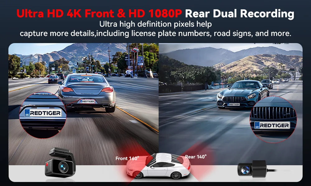 4K Front Dash Camera with GPS, WiFi, Night Vision
