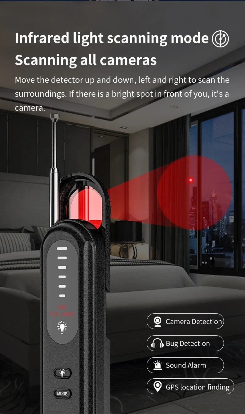 Hidden Camera Detector 2026 Portable Camera Finder, GPS Tracker Detector, RF Wireless Signal Scanner for Office, Hotels, Cars