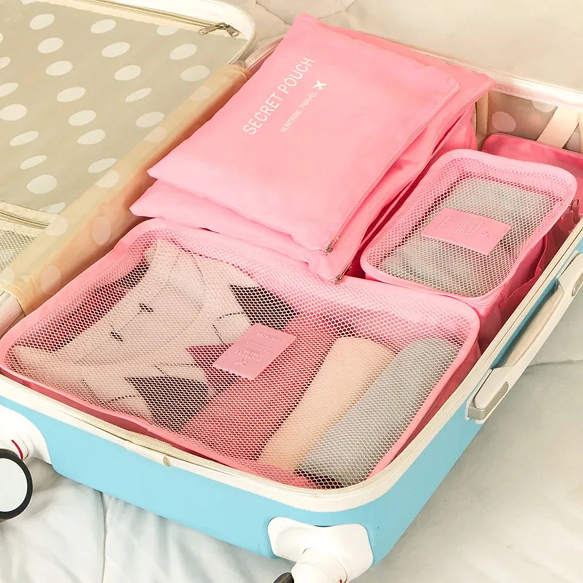 Six-Piece Travel Packing Cube and Pouch Set