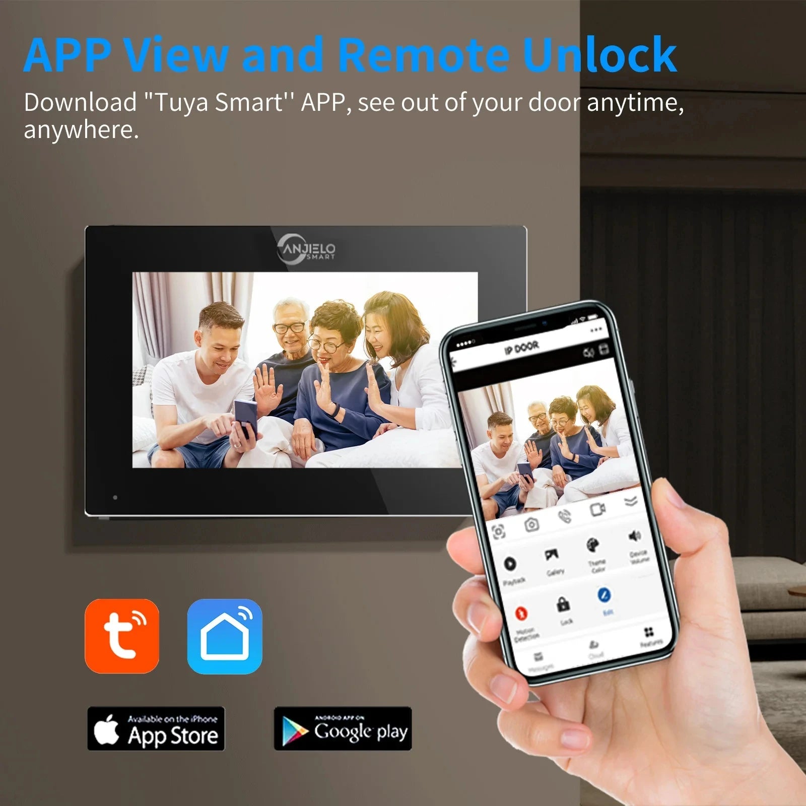 Fingerprint 5in1 Unlock Wifi Doorbell Video Intercom System For Home Doorphone Tuya Smart 1080P Touch Monitor Security Protect 