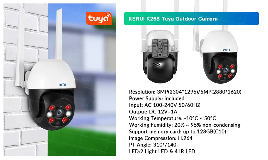 KERUI 433MHZ GSM+WiFi Heimalarm Kommt mit Tuya Smart Anti-Diebstahl Alarme Alarm System Kits Integrierte Batterie Sirene PIR Sensor