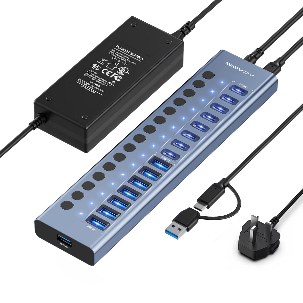 Acasis HB16PRO USB-hub med individuelle portbrytere