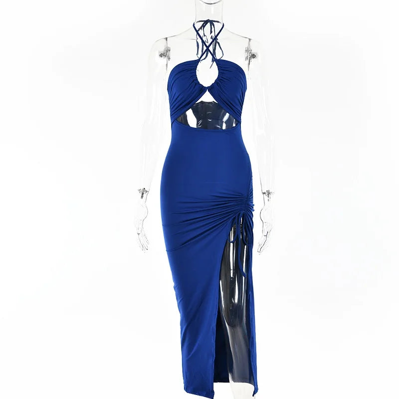 Sleeveless Sexy Female Midi Backless Dresses Slim Night Club Party Women's Dress Bodycon Vestidos Elegantes Para Mujer 