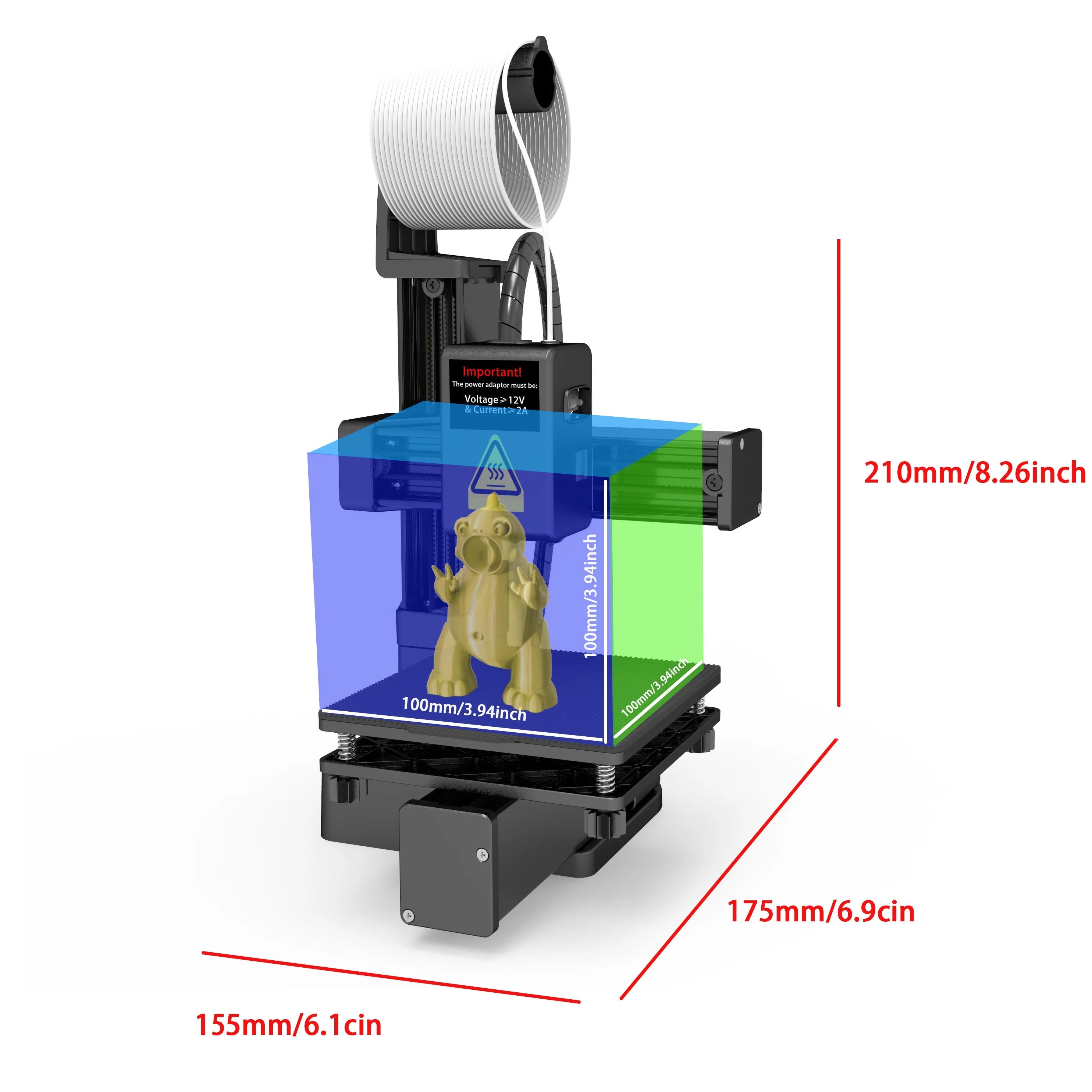 EasyThreed 3D Printer  Entry Level  Compatible with PLA TPU 1.75mm Filament  include Power Adaptor. 