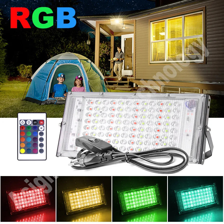 LED Flood Light 300W 100W 50W RGB Led Floodlight AC 220V 240V LED Street Lamp Waterproof IP65 Outdoor Lighting Led Spotlight