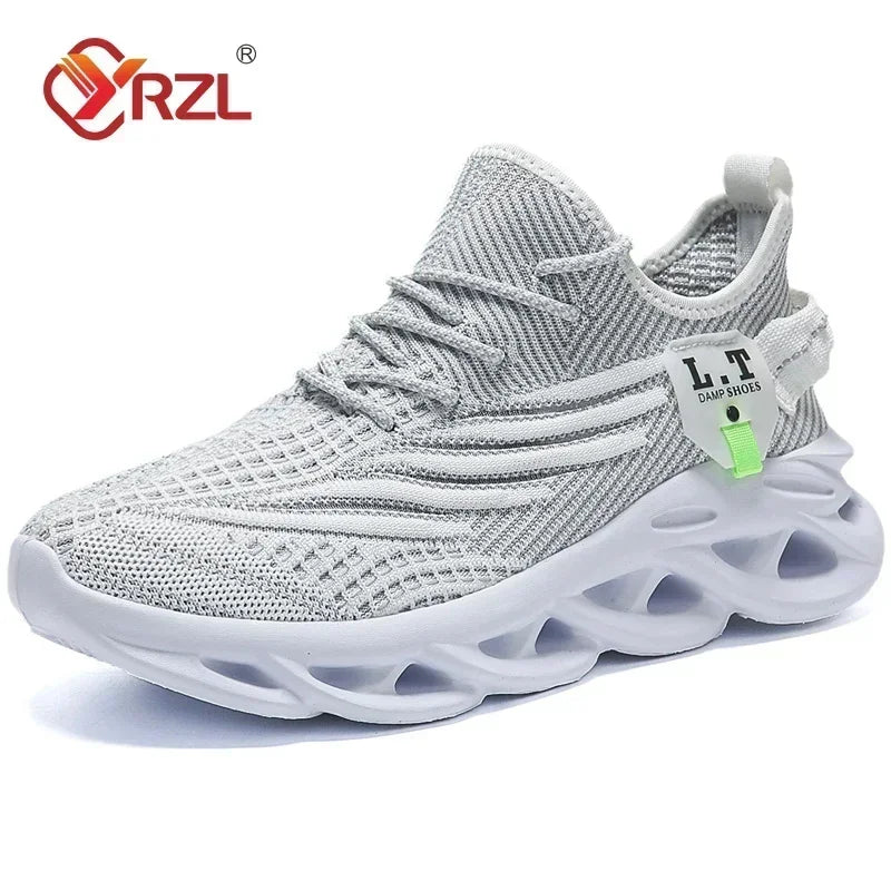 YRZL Men Sports Running Black Jogging Shoes Casual Sneakers Outdoor Breathable Mesh Women Light Shock-absorption Black Tennis 