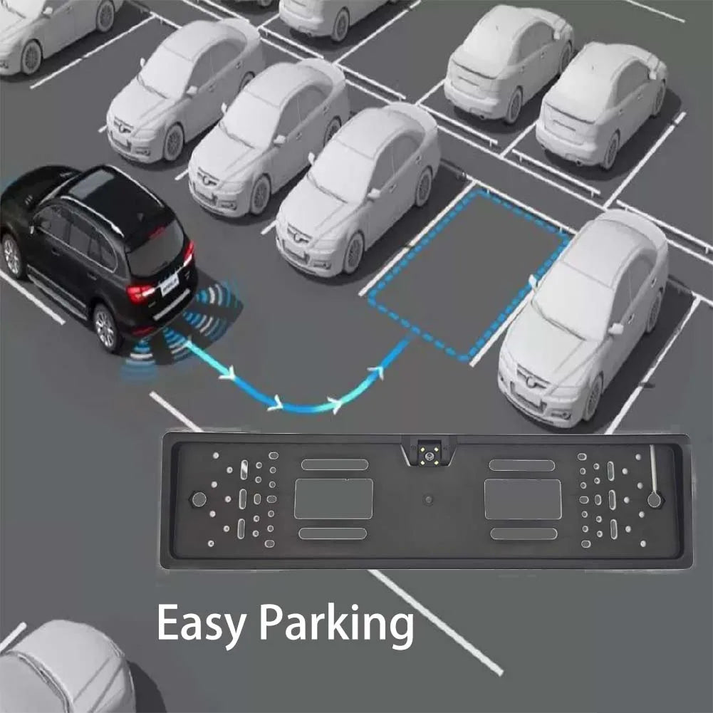 4/8/12LED European License Plate Rearview Camera Frame Reverse Backup Camera Night Vision for Truck Car SUV, Camper Pickup