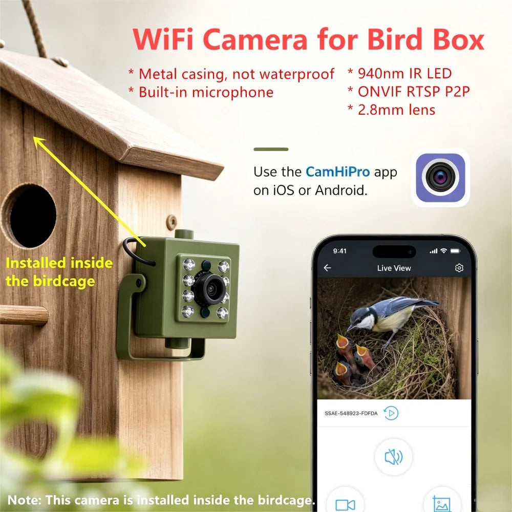 WiFi Bird Box HD Camera Starter Pack 2MP 5MP for Wildlife