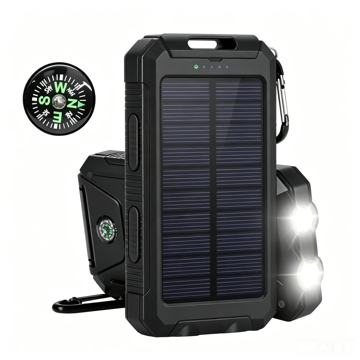 OutdoorVPortable 20000mAh Solar Power Bank External Battery Pack With LED Light Compass USB Output Emergency Backup Power