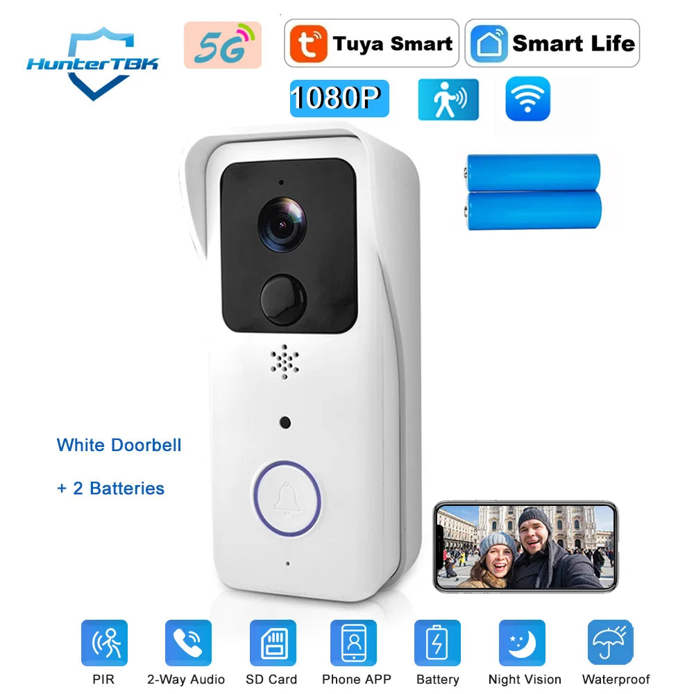 5G 2.4G WiFi Video Doorbell 1080P Tuya Smart Outdoor Wireless Intercom Waterproof Wireless Camera Ringing Bell 