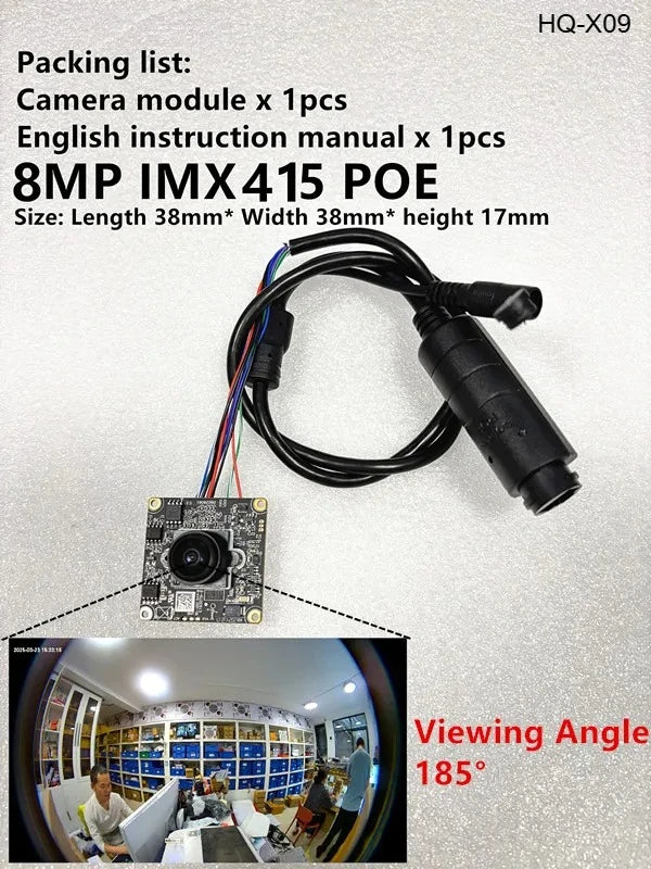 Módulo de cámara IP mini 4K en placa 38x38 mm