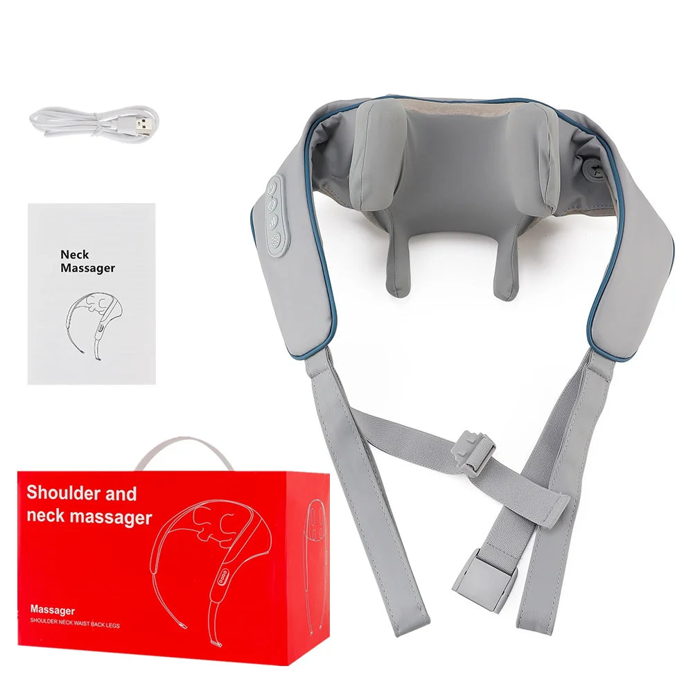 Foreverlily 26W Brushless Motor Neck And Shoulder Massager Wireless Shoulder And Back Kneading Massage Shawl Neck masajeador 