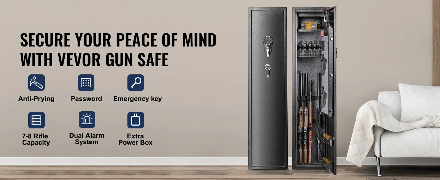 Rifle Gun Safe Cabinet with Digital Keypad or Fingerprint Lock