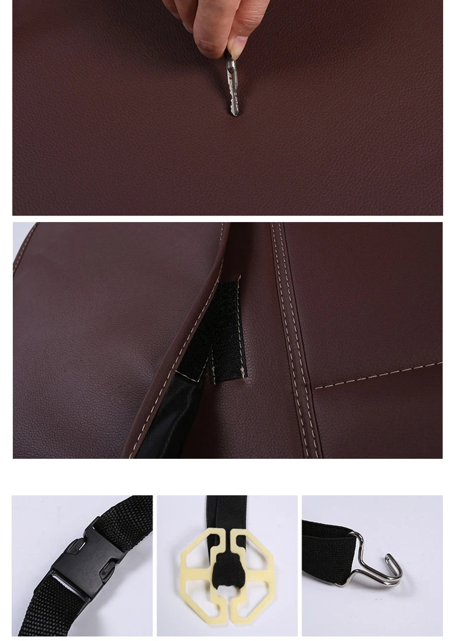 SEAMETAL Leather Car Seat Back Cover Anti Kick Pad for Children Seat Back Storage Pocket Car Organizer Anti-Mud Easy Cleaning