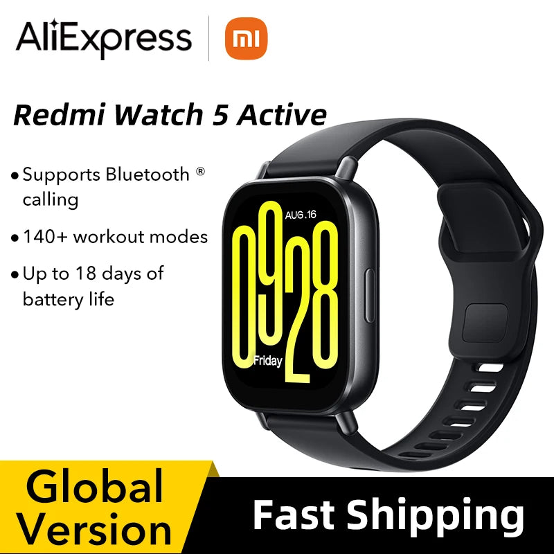 Global Version Xiaomi Redmi Watch 5 Active 2'' LCD display · up 18 days battery · Bluetooth® calling 140+ workout modes 470mAh