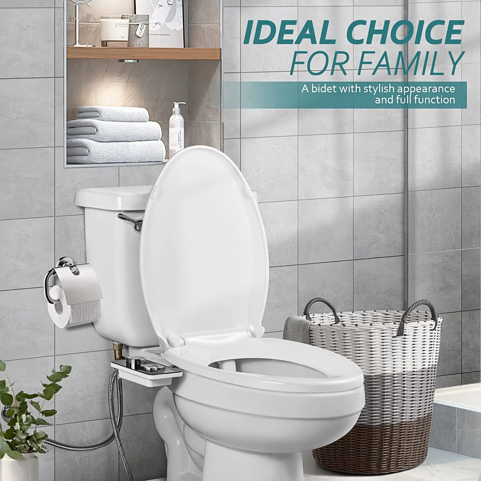Ultra‑Thin Bidet Toilet Seat Attachment with Dual Nozzles