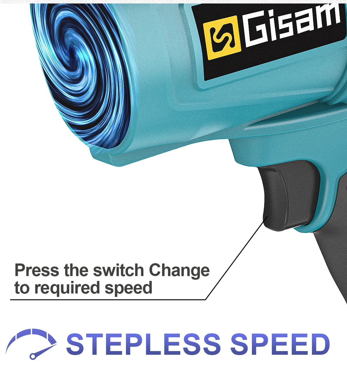 Gisam Brushless Turbo Jet Fan 1500W Cordless Air Blower for Makita 18V