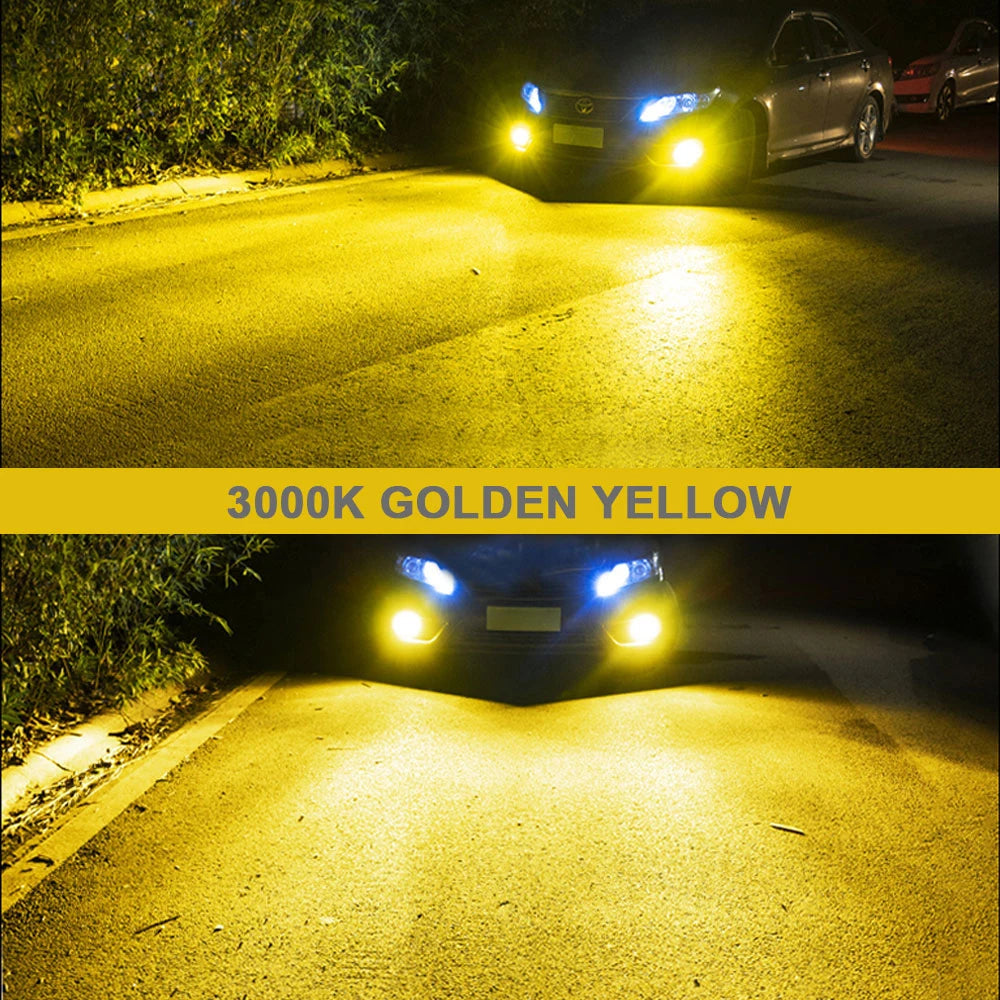 BMTxms 2Szt. Canbus H11 H8 LED Reflektorów przeciwmgłowych H27 880 881 9006 HB4 HB3 9145 H10 H16 LED CSP DRL Lampa samochodowa Białe Żółte E2 12000LM