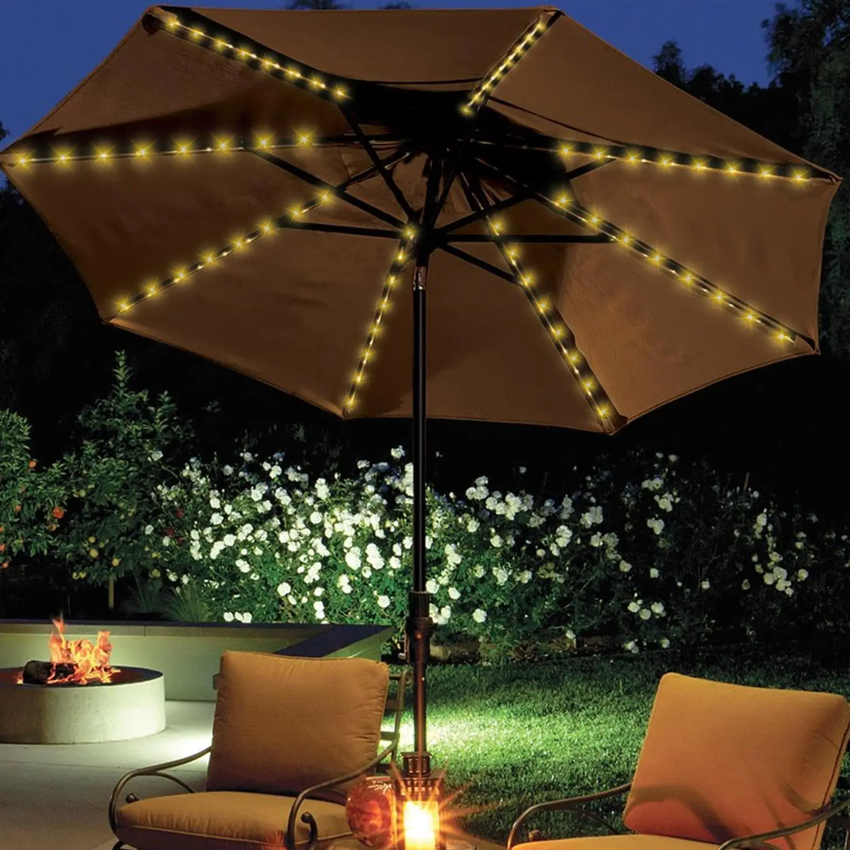 Solárne svetelná reťaz na slnečník, 104 LED diód