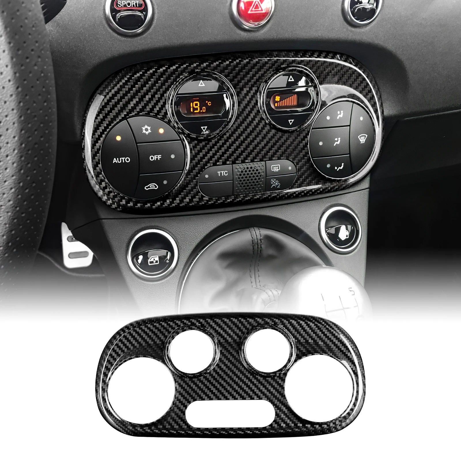 Real Carbon Fiber AC Climate Trim for Fiat 500 and Abarth 595
